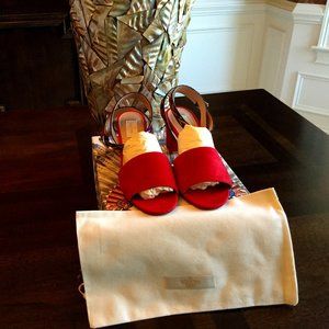 Valentino Garavini Red Suede Sandal Size 39